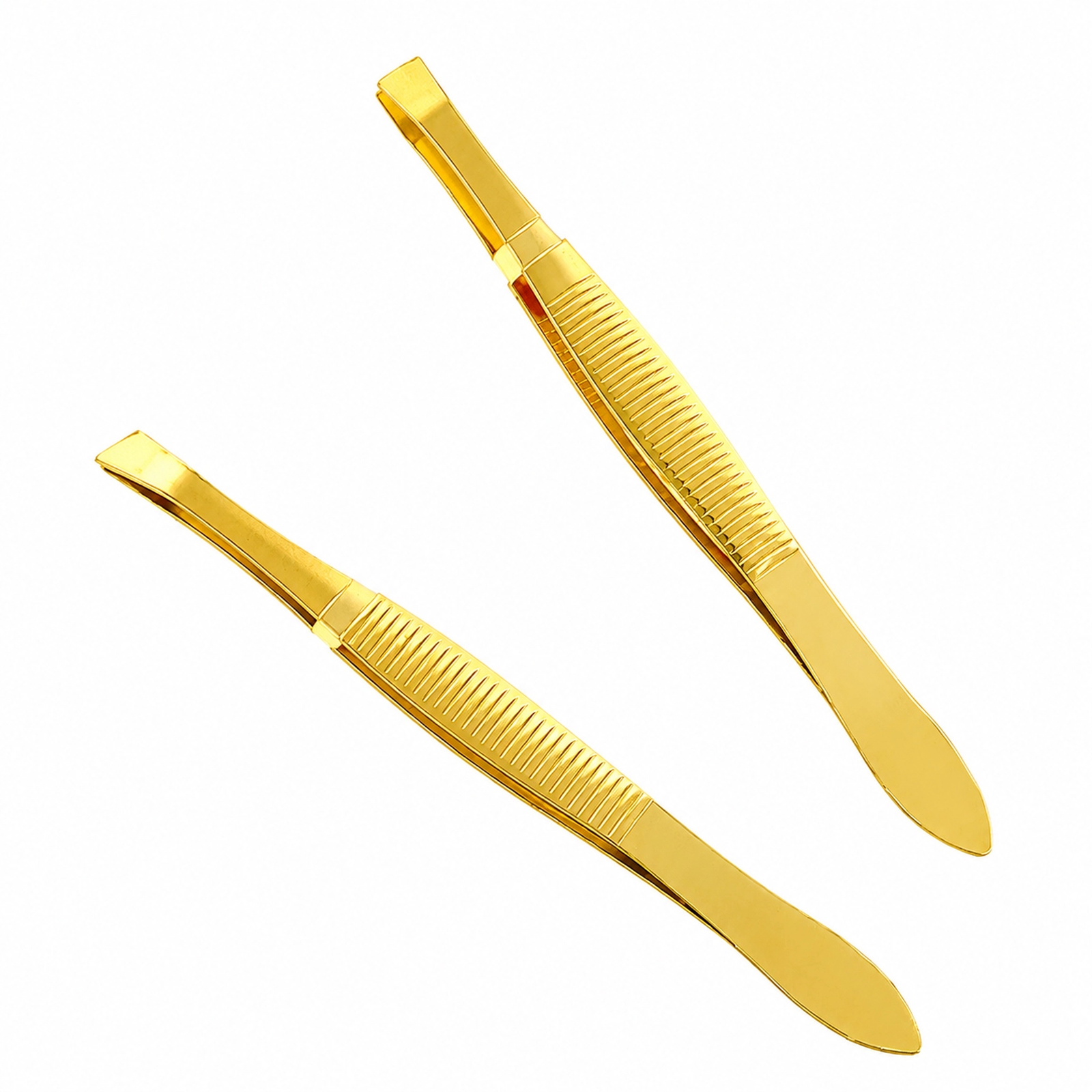 Gold Slant & Straight Tip Eyebrow Tweezers Set — Precision Dual-Tip Design, Non-Slip Grip, Stainless Steel with Gold Finish - Image 4