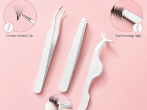 White Slant Tip Lash Applicator Set 3pcs — Precision Grip, Non-Slip, Beginner-Friendly, Curved for Eye Shape