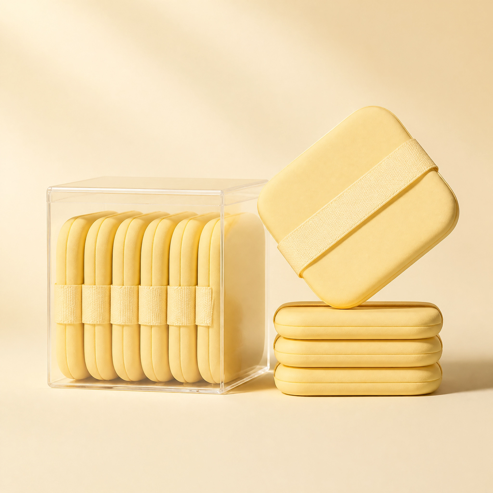 6Pcs Square Air Cushion Powder Puff Set with Storage Box — Soft Velvet Sponge, Wet & Dry Use, 4 Colors - Image 2