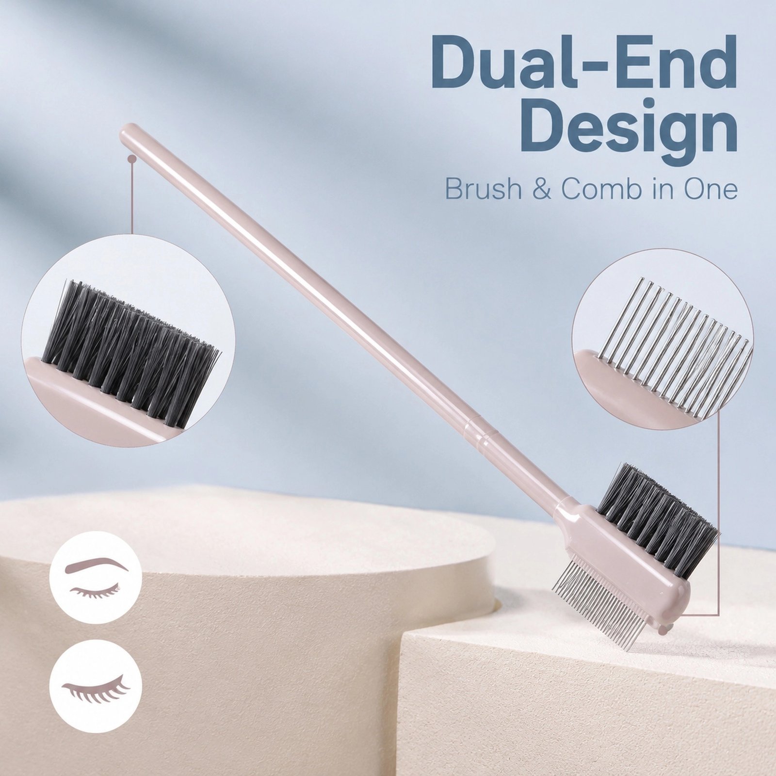 Dual-Ended Brow & Lash Comb — Precision Steel Teeth & Soft Nylon Brush - Image 2