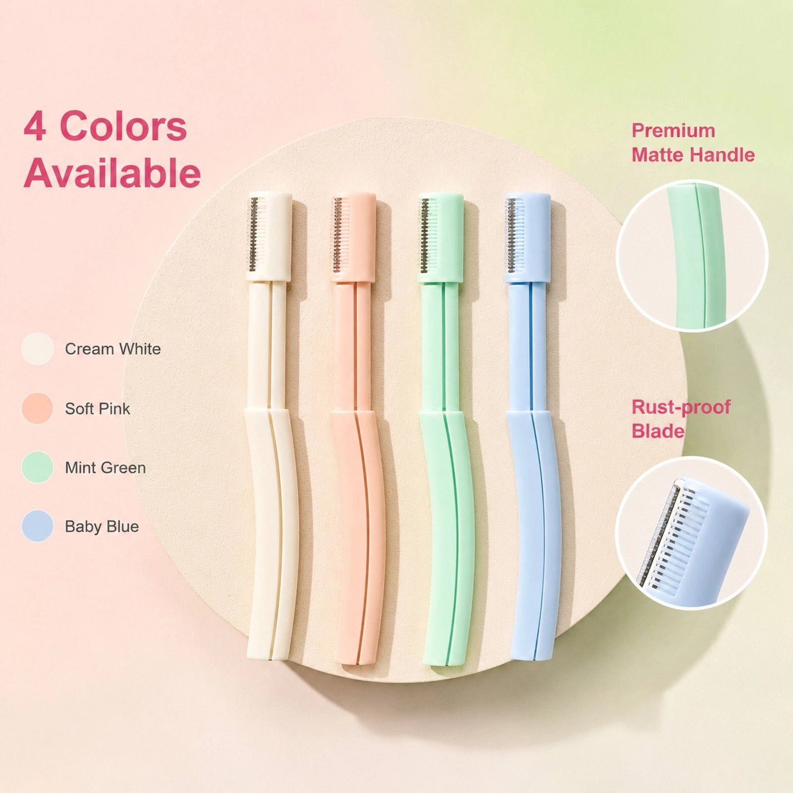 Dual-Head Eyebrow Razor with Built-in Comb — Safety Guard, Beginner-Friendly, Macaron Colors - Image 3
