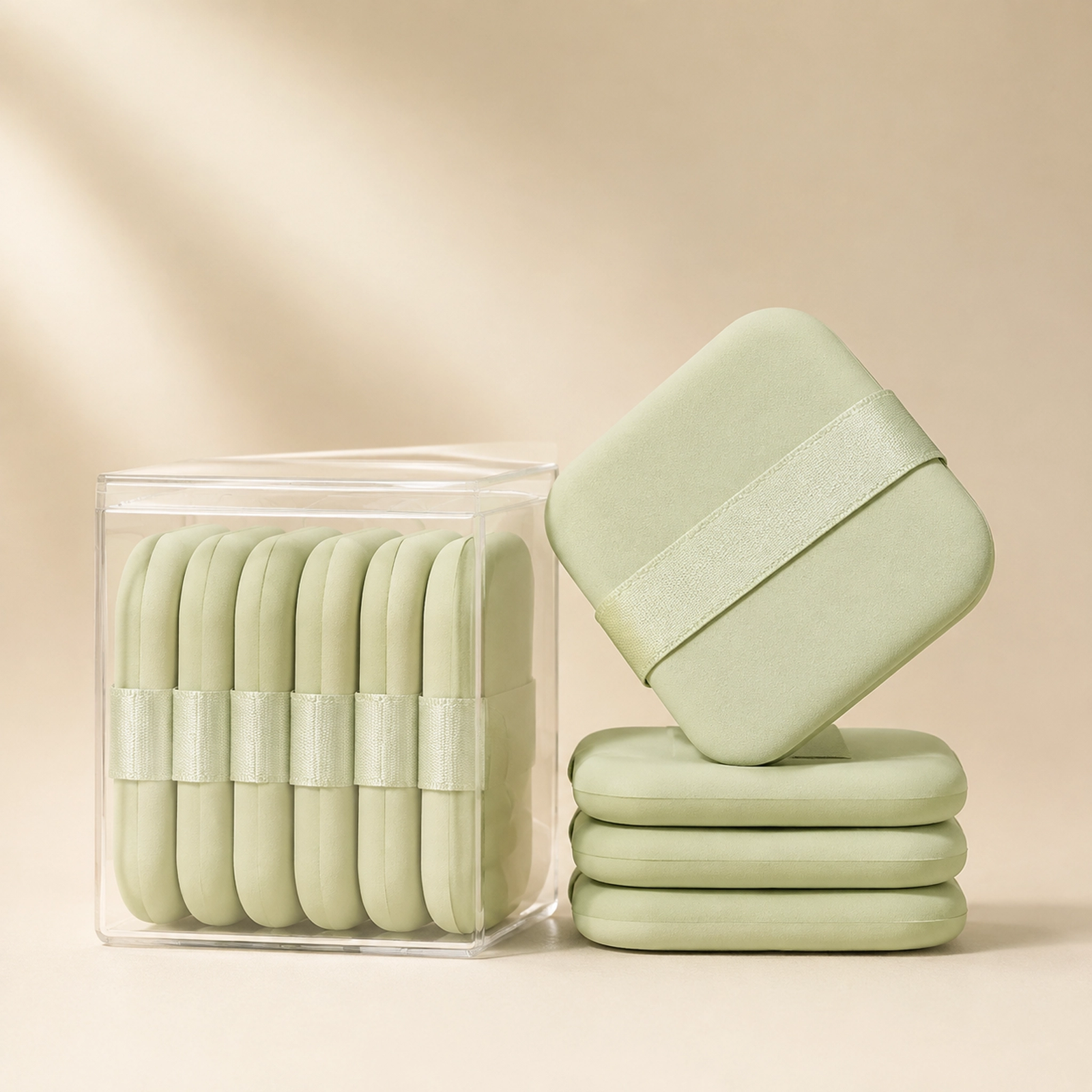 6Pcs Square Air Cushion Powder Puff Set with Storage Box — Soft Velvet Sponge, Wet & Dry Use, 4 Colors - Image 3