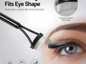 Eyelash Comb Separator — Precision Stainless Steel Teeth, Curved Eye-Shape Design (Silver)