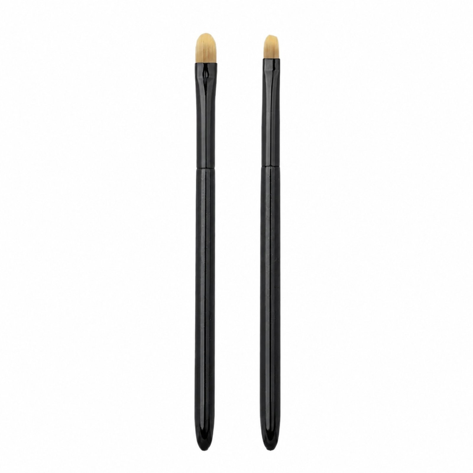 Dual-Ended Concealer & Eyeshadow Brush Set 2pcs — Round & Angled Tips, Black Lacquered Handle - Image 2