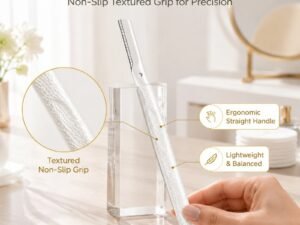 Premium Straight-Handle Eyebrow Razor — Precision Micro-Blade, Anti-Slip Texture, Gentle & Portable (White)