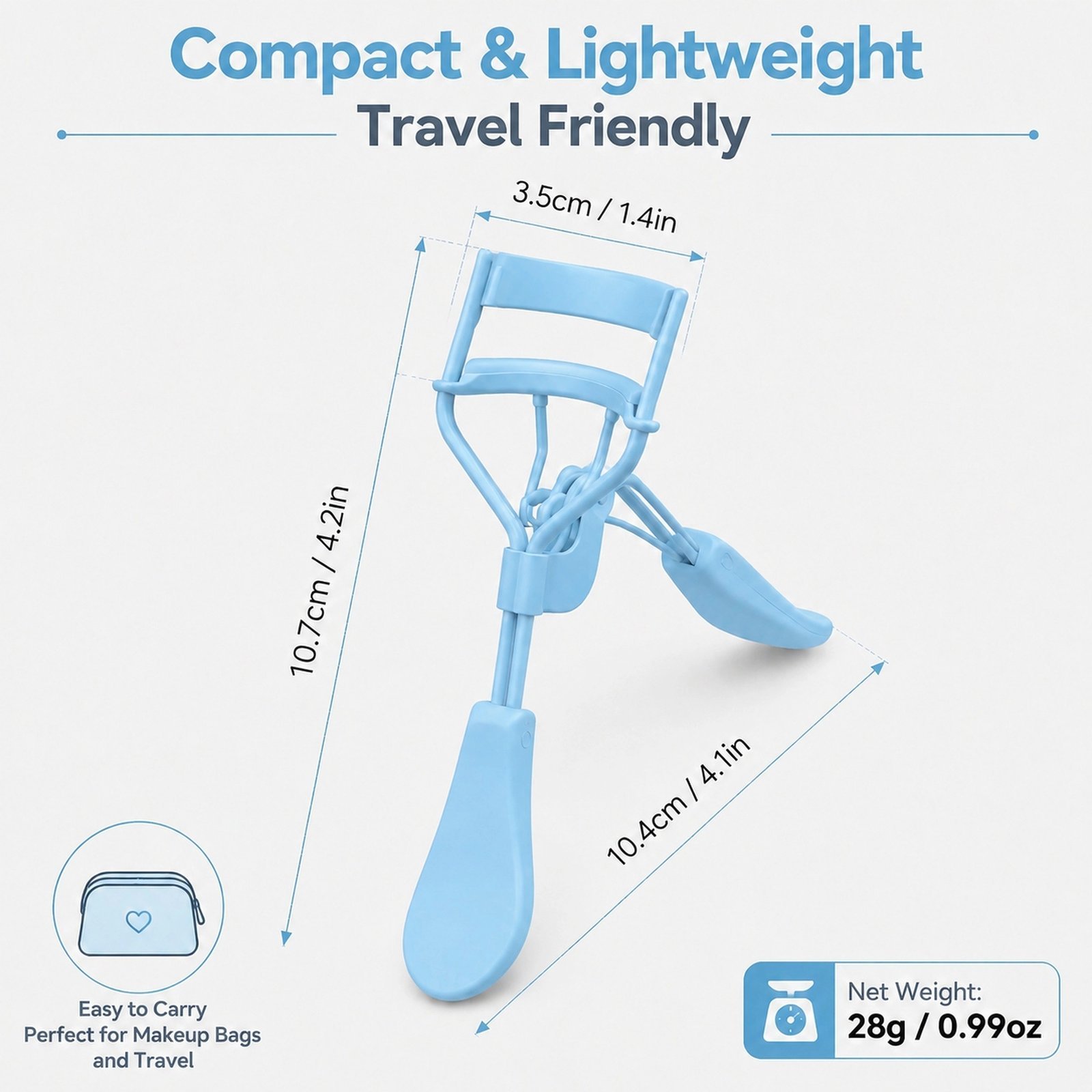 Sky Blue Eyelash Curler — Natural Curl & Long-Lasting Hold, Ergonomic Handle, Lightweight 28g - Image 3