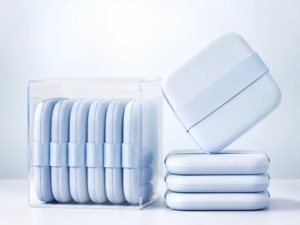 6Pcs Square Air Cushion Powder Puff Set with Storage Box — Soft Velvet Sponge, Wet & Dry Use, 4 Colors