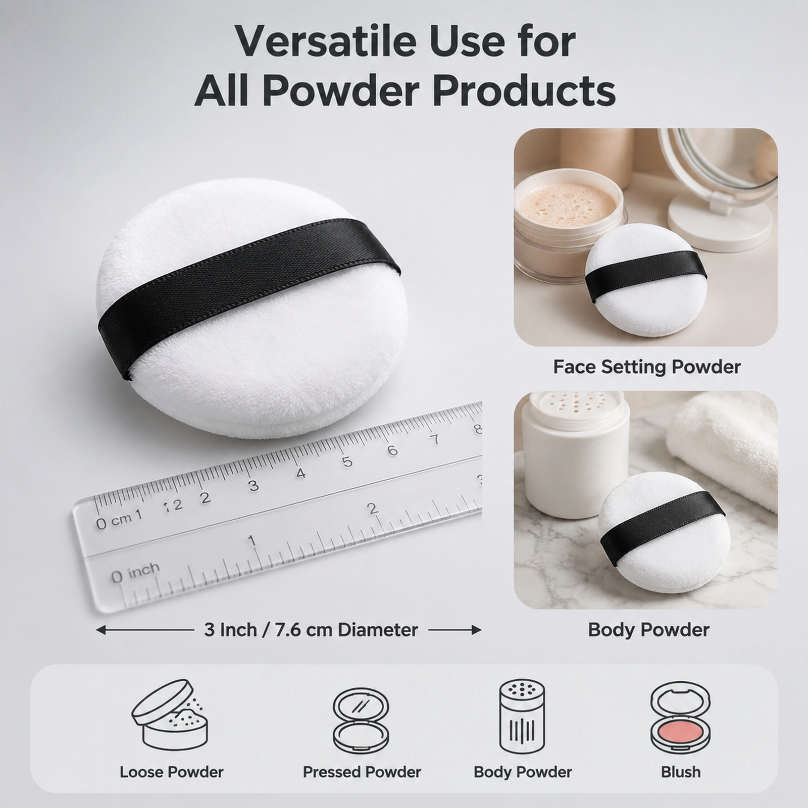 Velvet Powder Puff — Ultra-Soft Velvet Surface, Even Streak-Free Setting, Washable & Reusable - Image 4