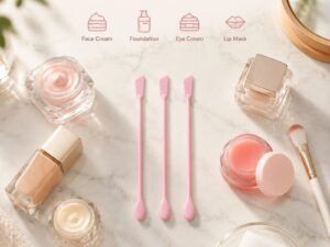 Pink Silicone Cosmetic Spatula Set 3pcs — Dual-Ended Food-Grade Scoop & Spreader, 3 Sizes for All Jars