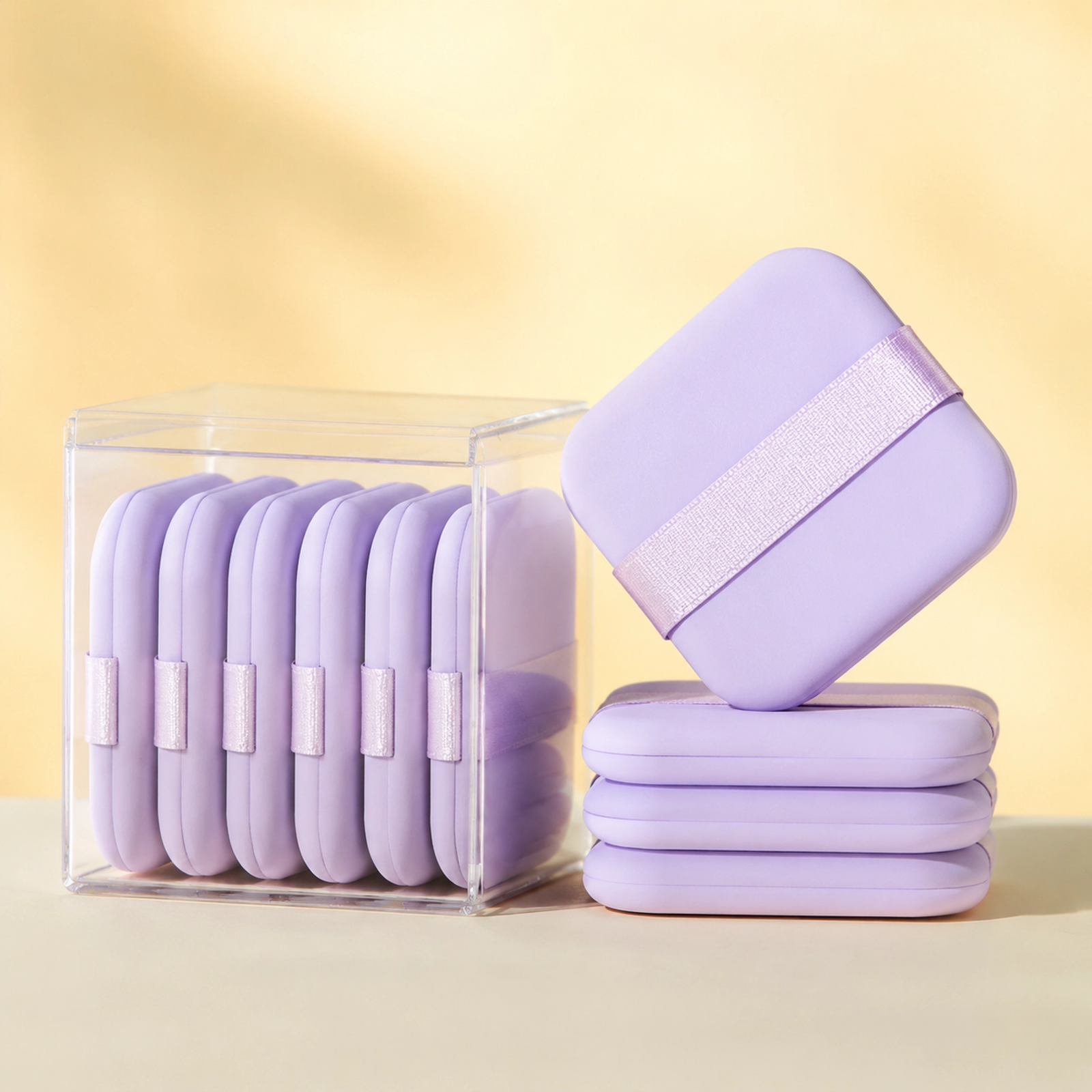 6Pcs Square Air Cushion Powder Puff Set with Storage Box — Soft Velvet Sponge, Wet & Dry Use, 4 Colors - Image 4
