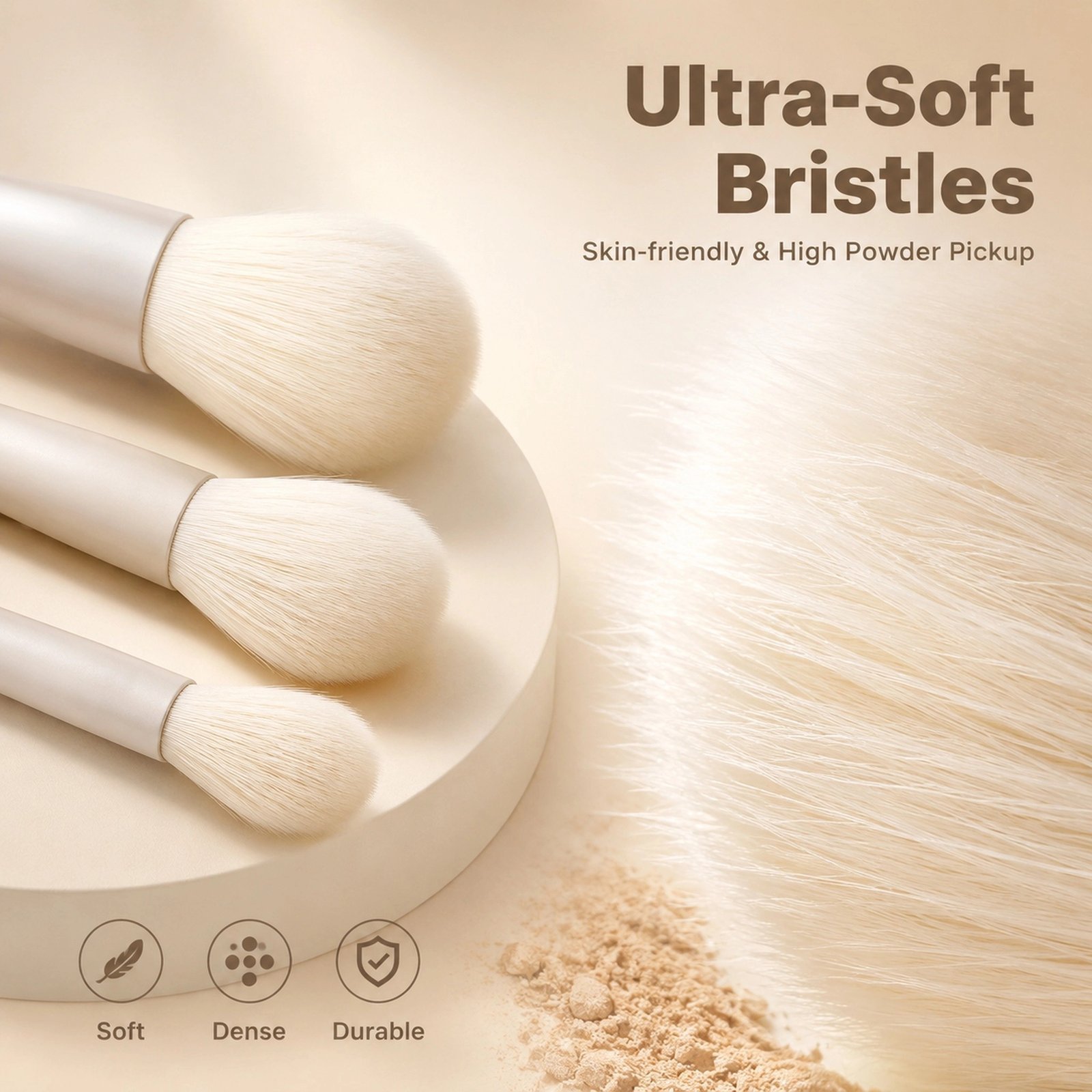 10Pcs Creamy Nude Makeup Brush Set — Ultra-Soft Bristles, Full-Face Coverage Kit (Creamy Nude) - Image 4