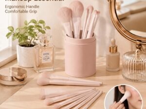 12Pcs Nude Pink Makeup Brush Set — Ultra-Soft Bristles, Full-Face Coverage Kit (Nude Pink)