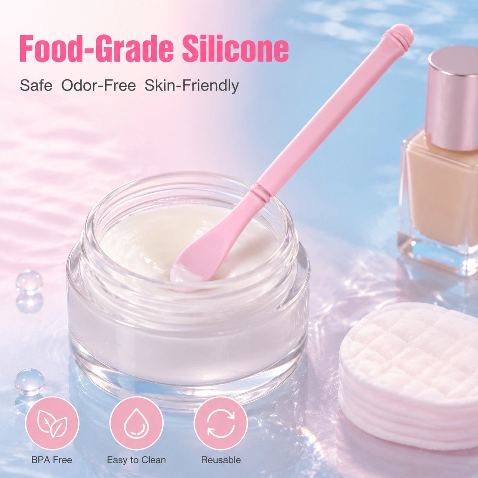 Pink Silicone Cosmetic Spatula Set 3pcs — Dual-Ended Food-Grade Scoop & Spreader, 3 Sizes for All Jars - Image 4