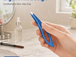Blue Stainless Steel Slant Tip Tweezer — Precision Grip, Tight Closure, Durable & Rust-Resistant