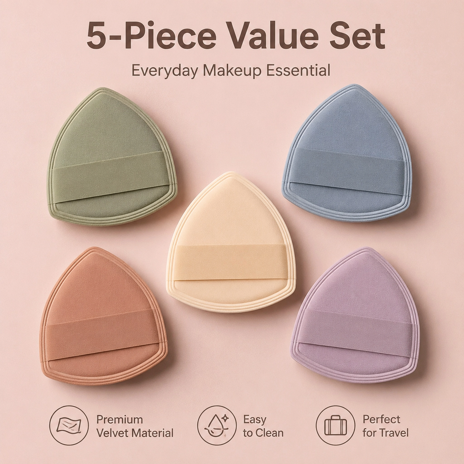 Morandi Soft Triangle Makeup Puff Set — Velvet Touch, Streak-Free Finish, Wet & Dry Use (Multi-Pack) - Image 5