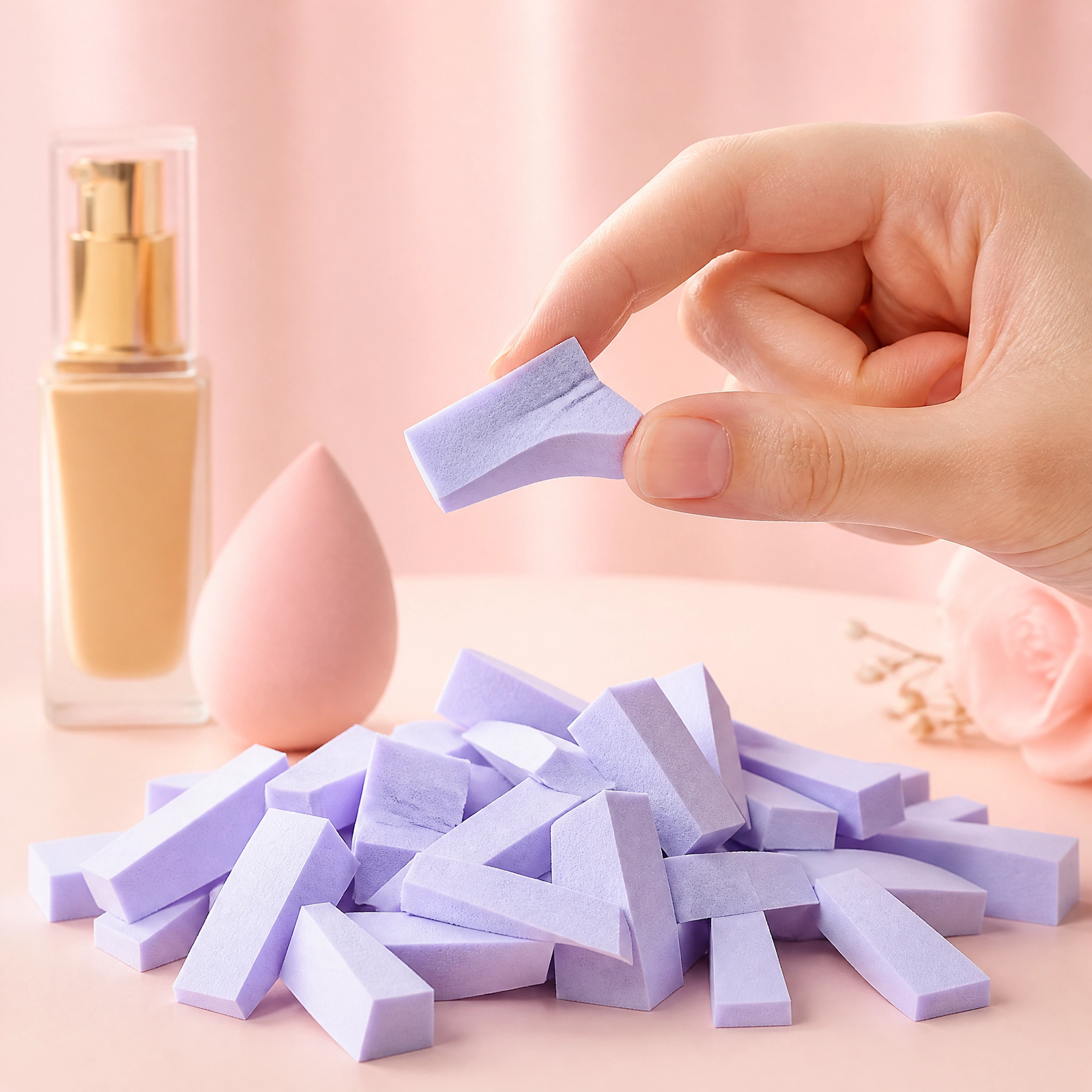 Lavender Purple Makeup Sponge Set — Multi-Shape Beauty Blender for Foundation, Concealer & Powder (5 Colors) - Image 10