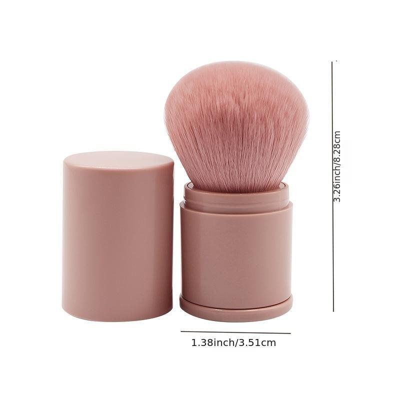 Retractable Powder Blush Brush — Soft Nylon Bristles, Portable Design with Protective Lid for Travel - Image 2
