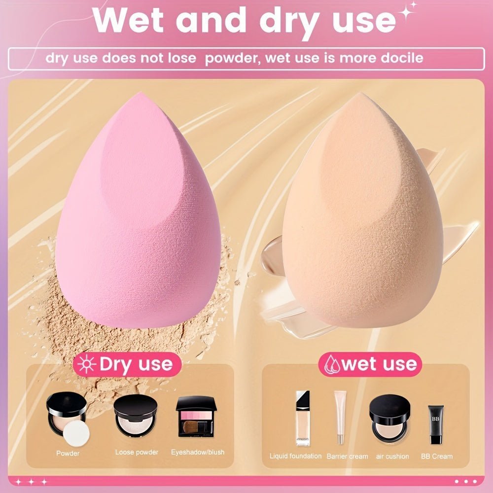 Premium Pink Makeup Sponges 8pcs — Hydrophilic Polyurethane, Streak-Free Blending for Foundation & Powder - Image 4
