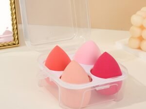 4pcs Makeup Sponges Beauty Blender Set — Soft Non-Latex Material, Wet & Dry Use, with Travel Case